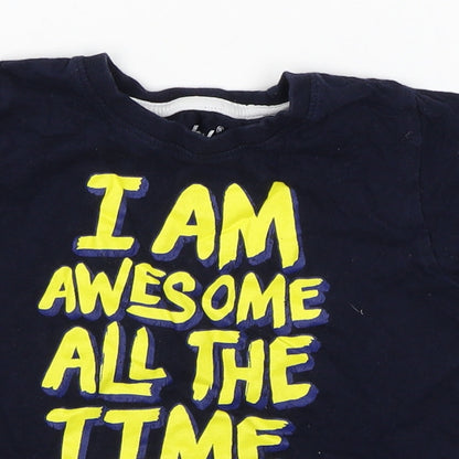 Rebel Boys Blue   Basic T-Shirt Size 2-3 Years  - i am awesome all the time