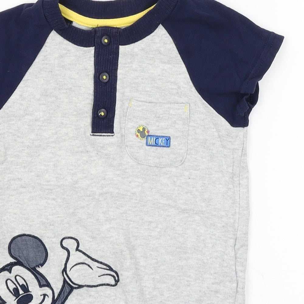 George Baby Grey   Babygrow One-Piece Size 9-12 Months  - mickey mouse