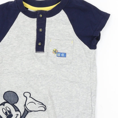 George Baby Grey   Babygrow One-Piece Size 9-12 Months  - mickey mouse