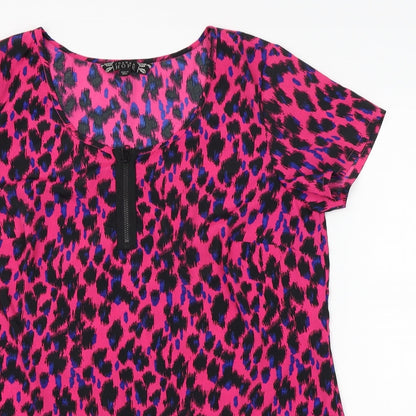 Joanna Hope Womens Pink Animal Print  Tunic T-Shirt Size 12