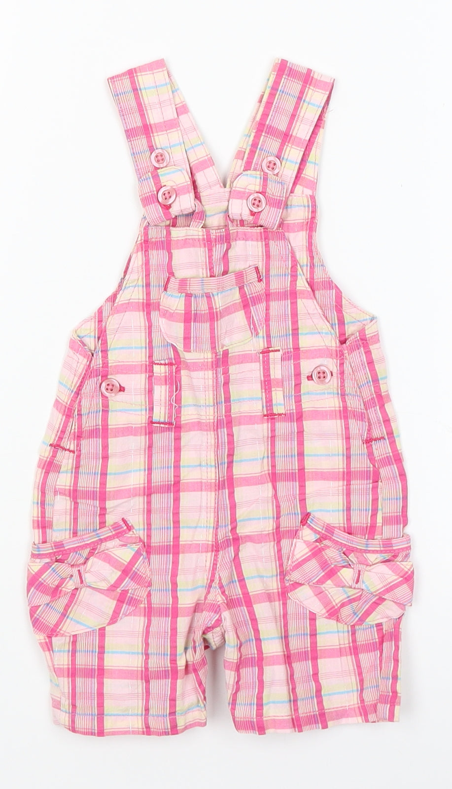 Marks and Spencer Baby Pink Plaid  Dungaree One-Piece Size 0-3 Months