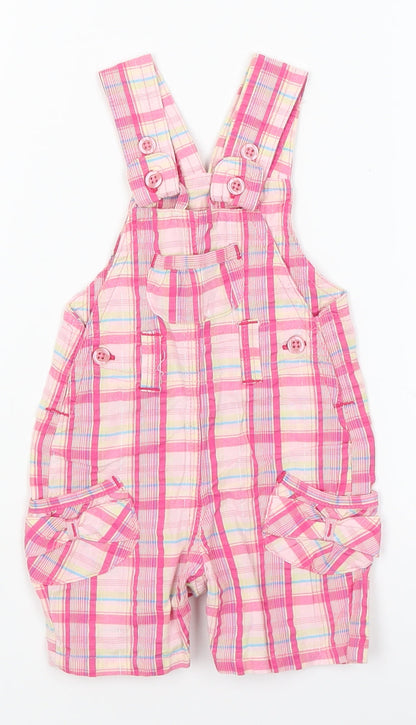 Marks and Spencer Baby Pink Plaid  Dungaree One-Piece Size 0-3 Months