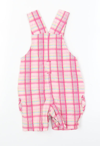 Marks and Spencer Baby Pink Plaid  Dungaree One-Piece Size 0-3 Months