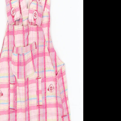 Marks and Spencer Baby Pink Plaid  Dungaree One-Piece Size 0-3 Months