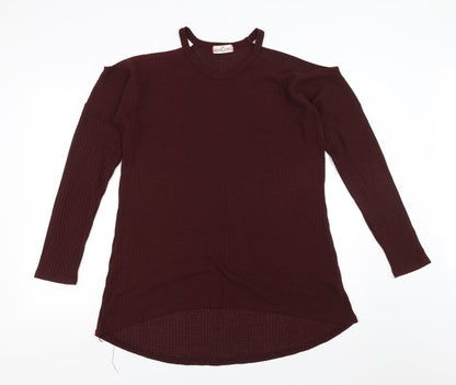 bonicaro Womens Purple   Pullover Jumper Size L  - cold Shoulder