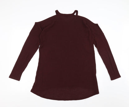 bonicaro Womens Purple   Pullover Jumper Size L  - cold Shoulder
