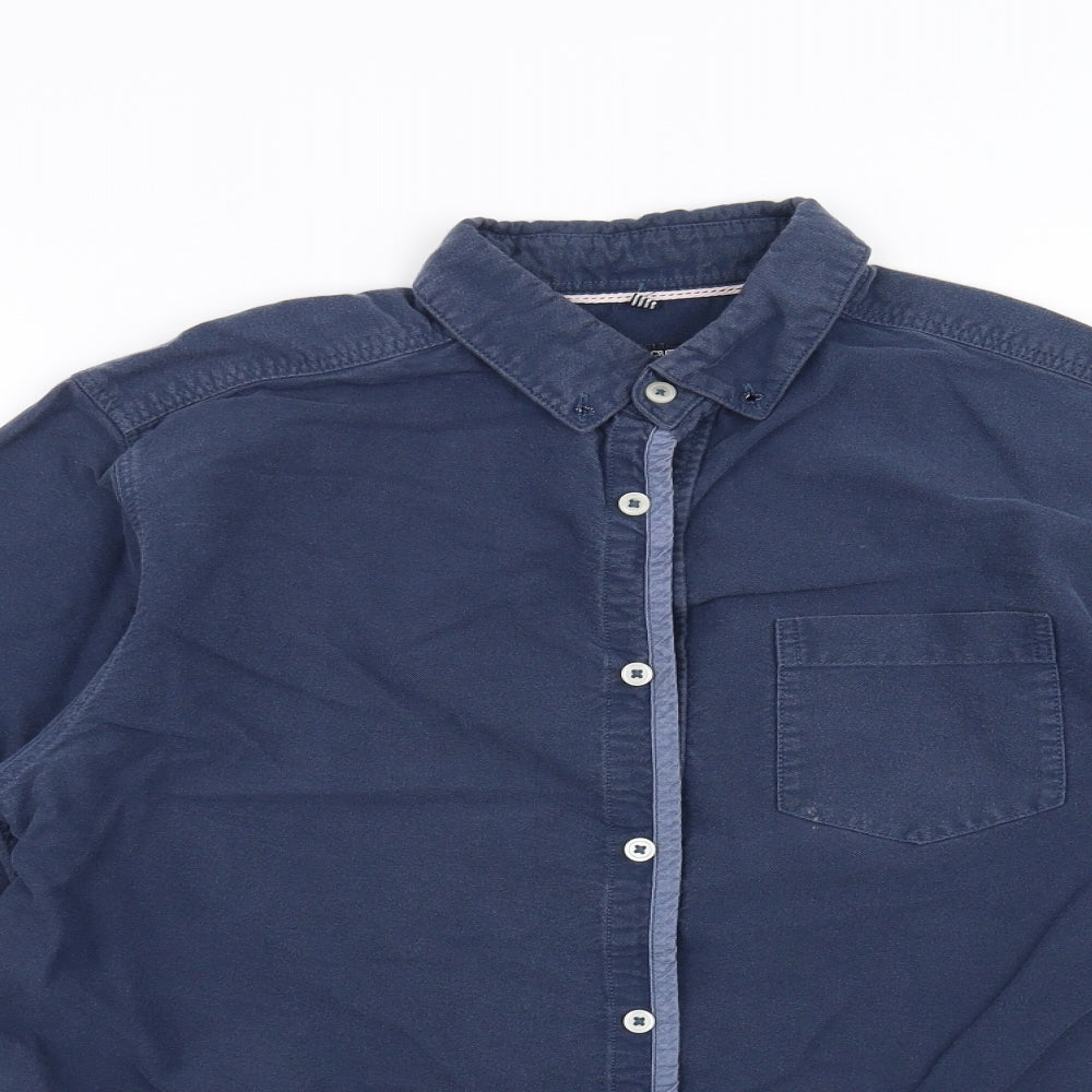 Mens UK Size M BOSTON CREW Blue  Button-Up Long Sleeve Casual Shirt
