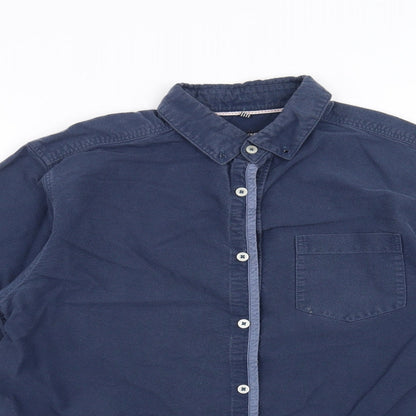 Mens UK Size M BOSTON CREW Blue  Button-Up Long Sleeve Casual Shirt