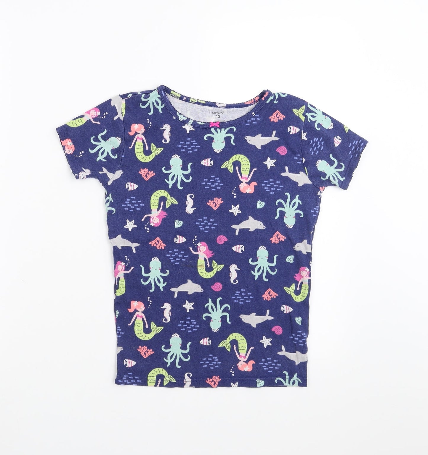 carters Girls Blue   Basic T-Shirt Size 12 Years  - mermaid
