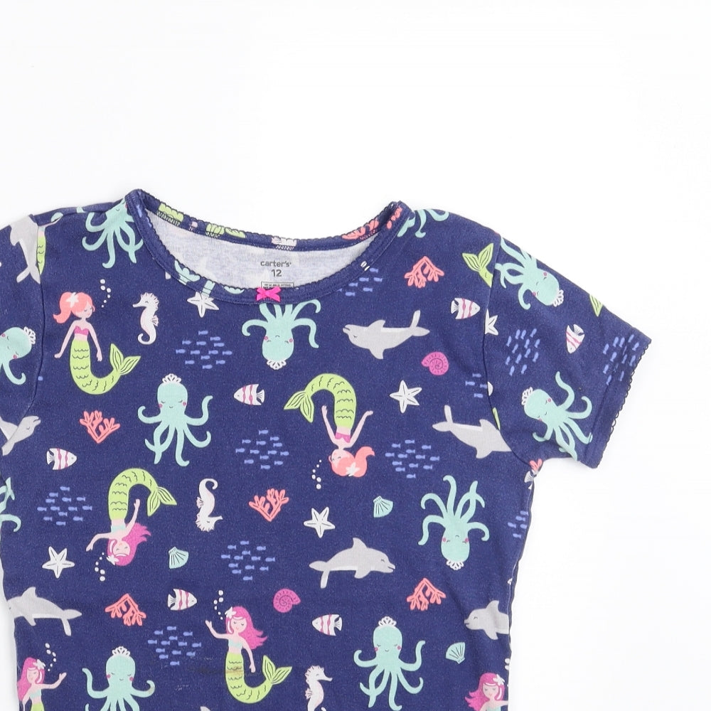 carters Girls Blue   Basic T-Shirt Size 12 Years  - mermaid