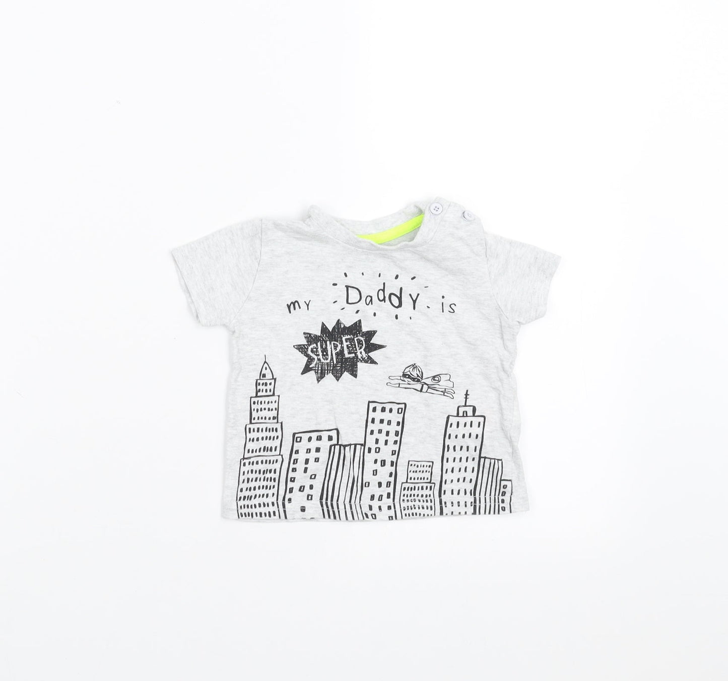 F&F Boys Grey   Basic T-Shirt Size 3-6 Months  - my daddy is super