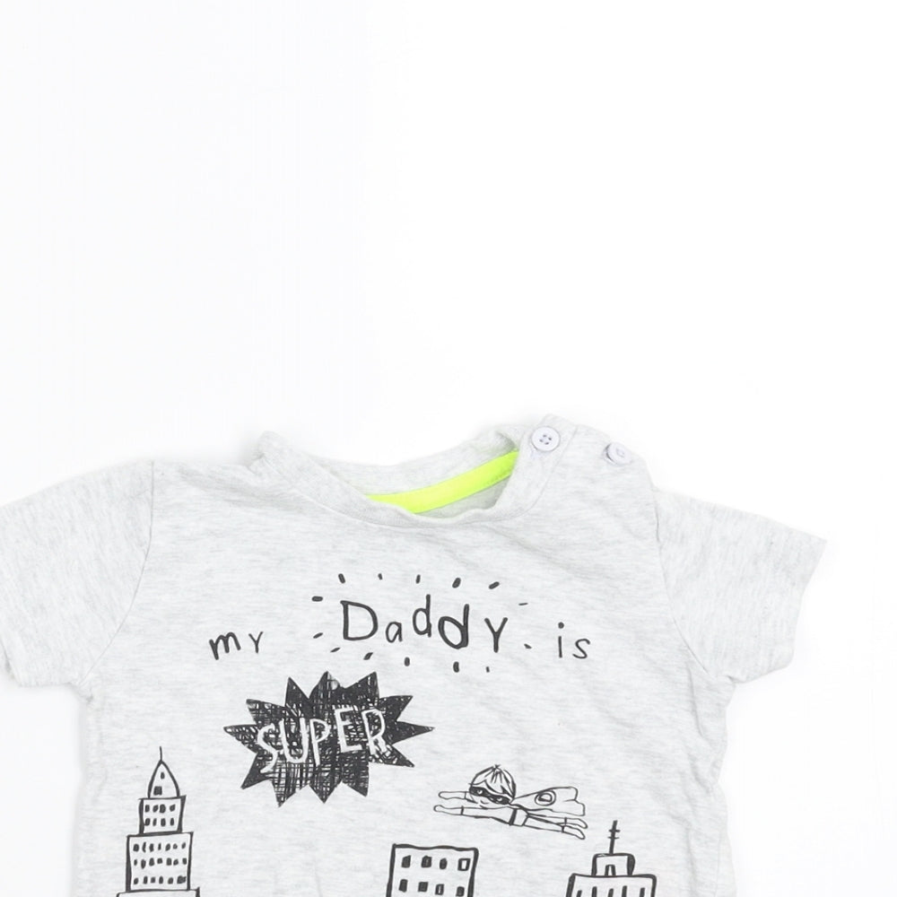 F&F Boys Grey   Basic T-Shirt Size 3-6 Months  - my daddy is super