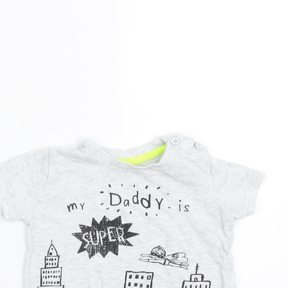 F&F Boys Grey   Basic T-Shirt Size 3-6 Months  - my daddy is super