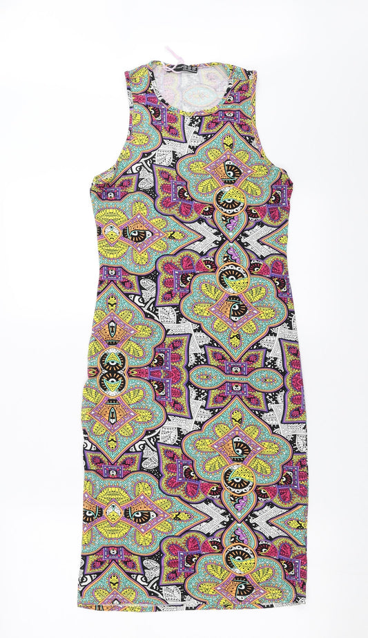 Primark Womens Multicoloured Geometric  Bodycon  Size 10