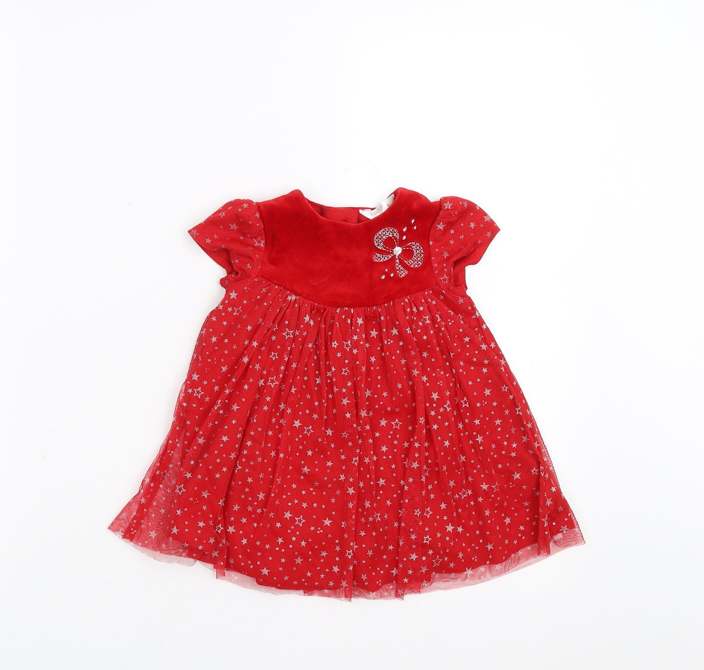 M&Co Girls Red   Fit & Flare  Size 3-6 Months  - Star pattern