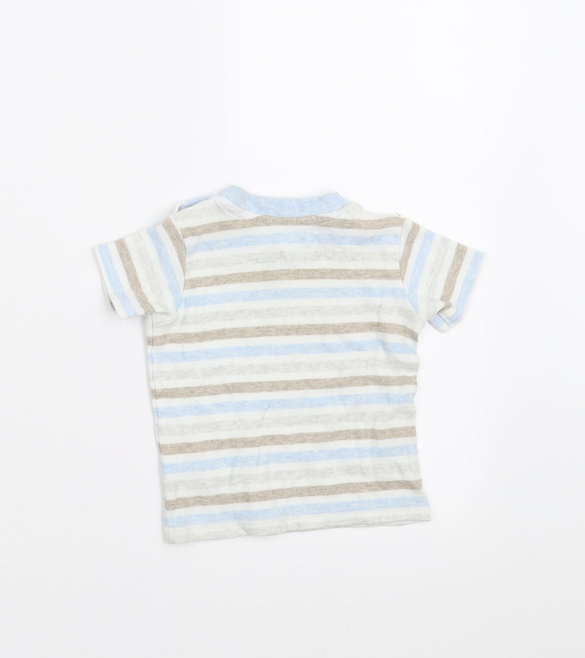 Back view of George Baby Blue Striped Basic T-Shirt, size 3-6, Months
