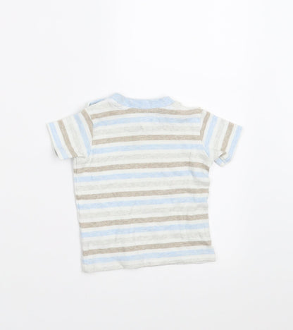 Back view of George Baby Blue Striped Basic T-Shirt, size 3-6, Months