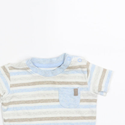 Close-up detail of George Baby Blue Striped Basic T-Shirt, size 3-6, Months