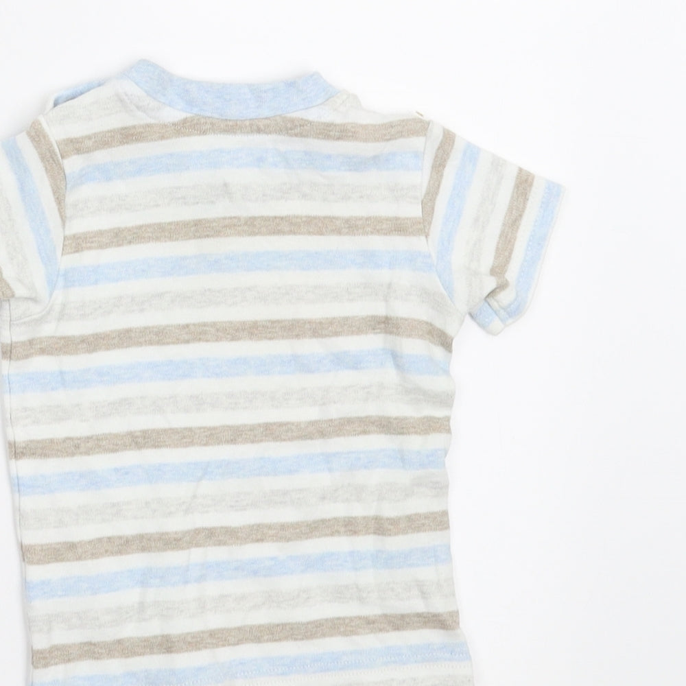 Brand and care label for George Baby Blue Striped Basic T-Shirt, size 3-6, Months