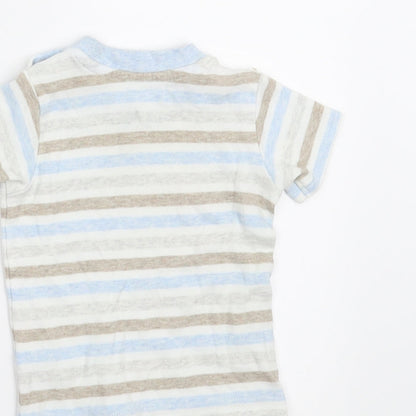 Brand and care label for George Baby Blue Striped Basic T-Shirt, size 3-6, Months