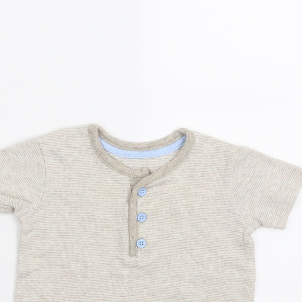 Close-up detail of George boys’ beige basic t-shirt, size 3-6, months
