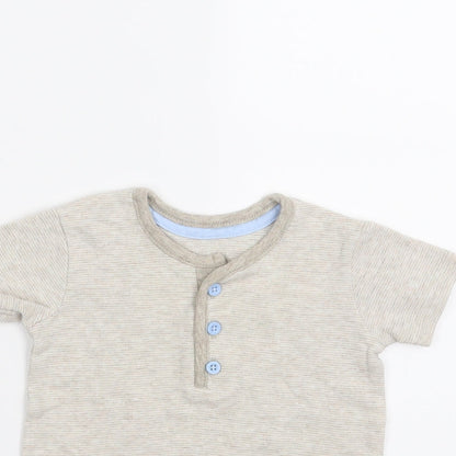 Close-up detail of George boys’ beige basic t-shirt, size 3-6, months