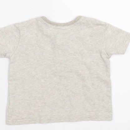Brand and care label for George boys’ beige basic t-shirt, size 3-6, months