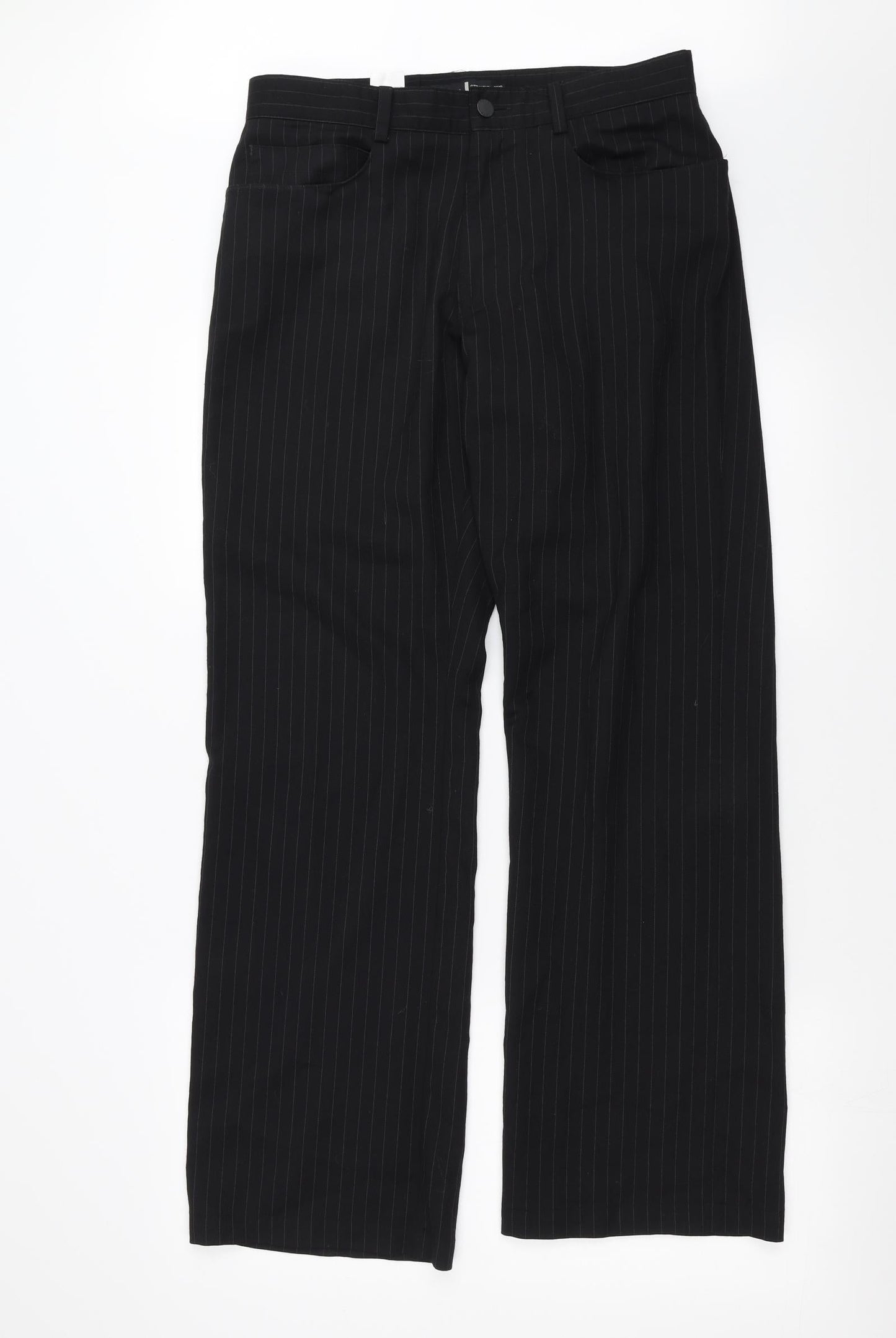 NEXT Mens Black Striped  Trousers  Size 32 in L31 in