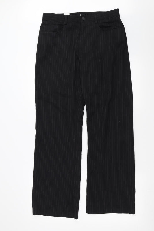 NEXT Mens Black Striped  Trousers  Size 32 in L31 in