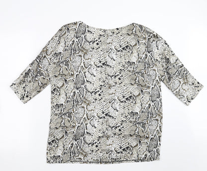 Back view of Gray&Osourne women’s grey animal print basic blouse, size UK 14