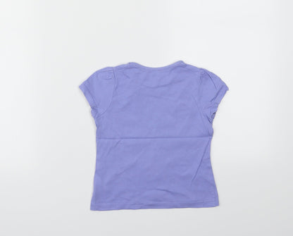 M Girls Purple Animal Print  Basic T-Shirt Size 12-18 Months