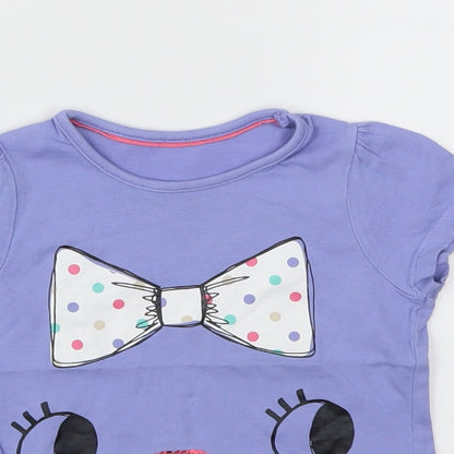 M Girls Purple Animal Print  Basic T-Shirt Size 12-18 Months