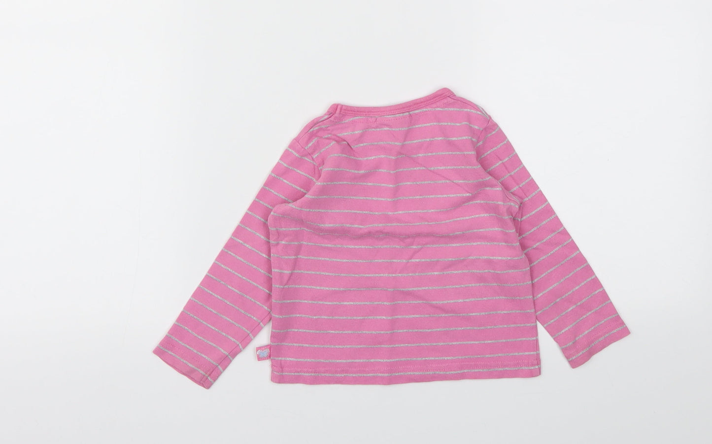 Cherokee Girls Pink Striped  Basic T-Shirt Size 12-18 Months