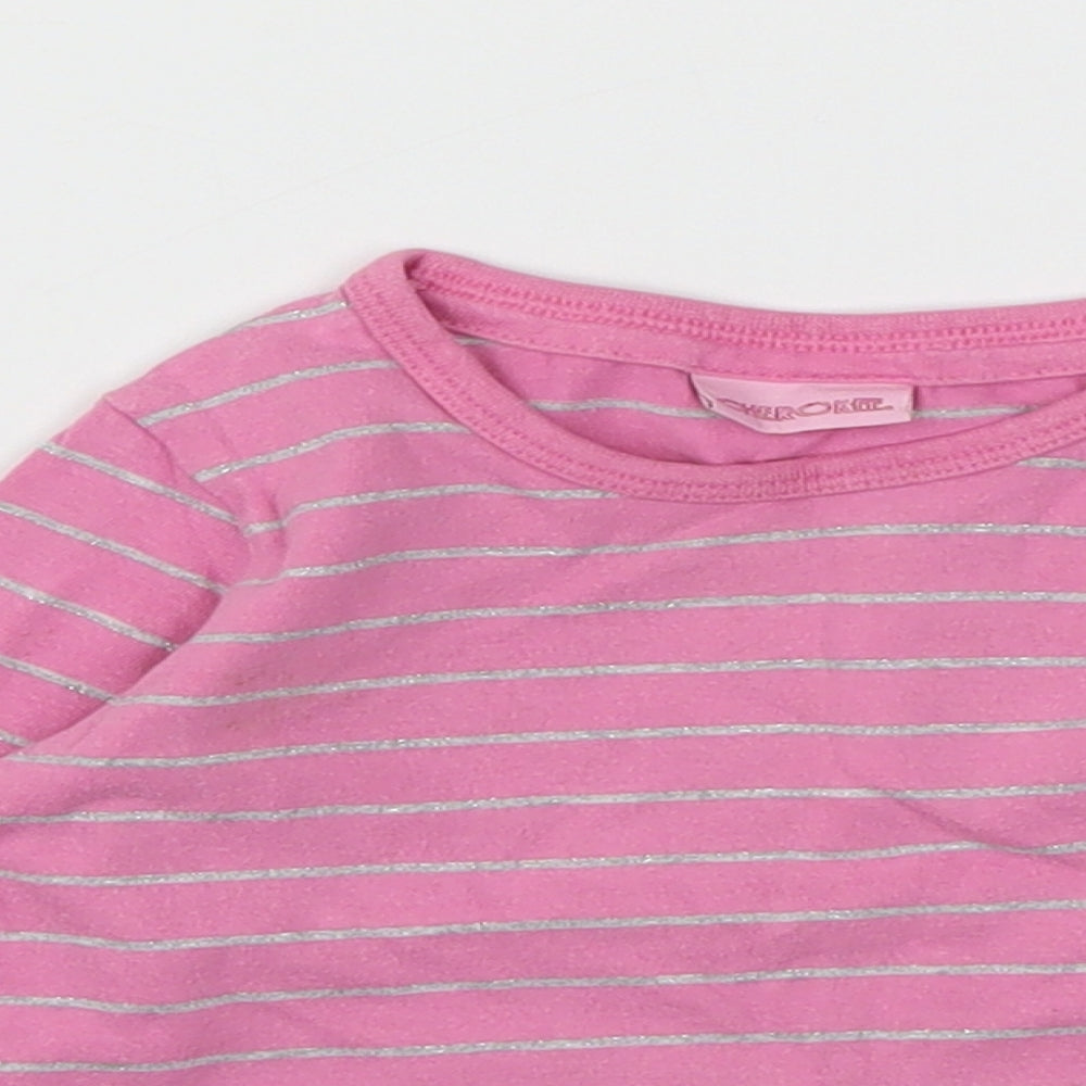 Cherokee Girls Pink Striped  Basic T-Shirt Size 12-18 Months