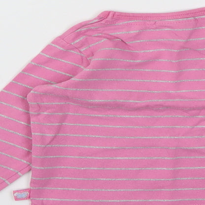 Cherokee Girls Pink Striped  Basic T-Shirt Size 12-18 Months