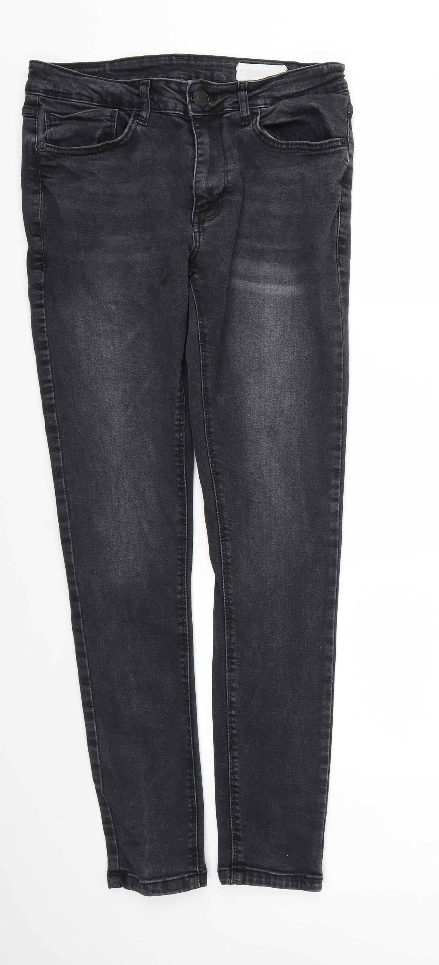 Womens UK Size 32 Preworn Regular Fit Skinny Black Jeans