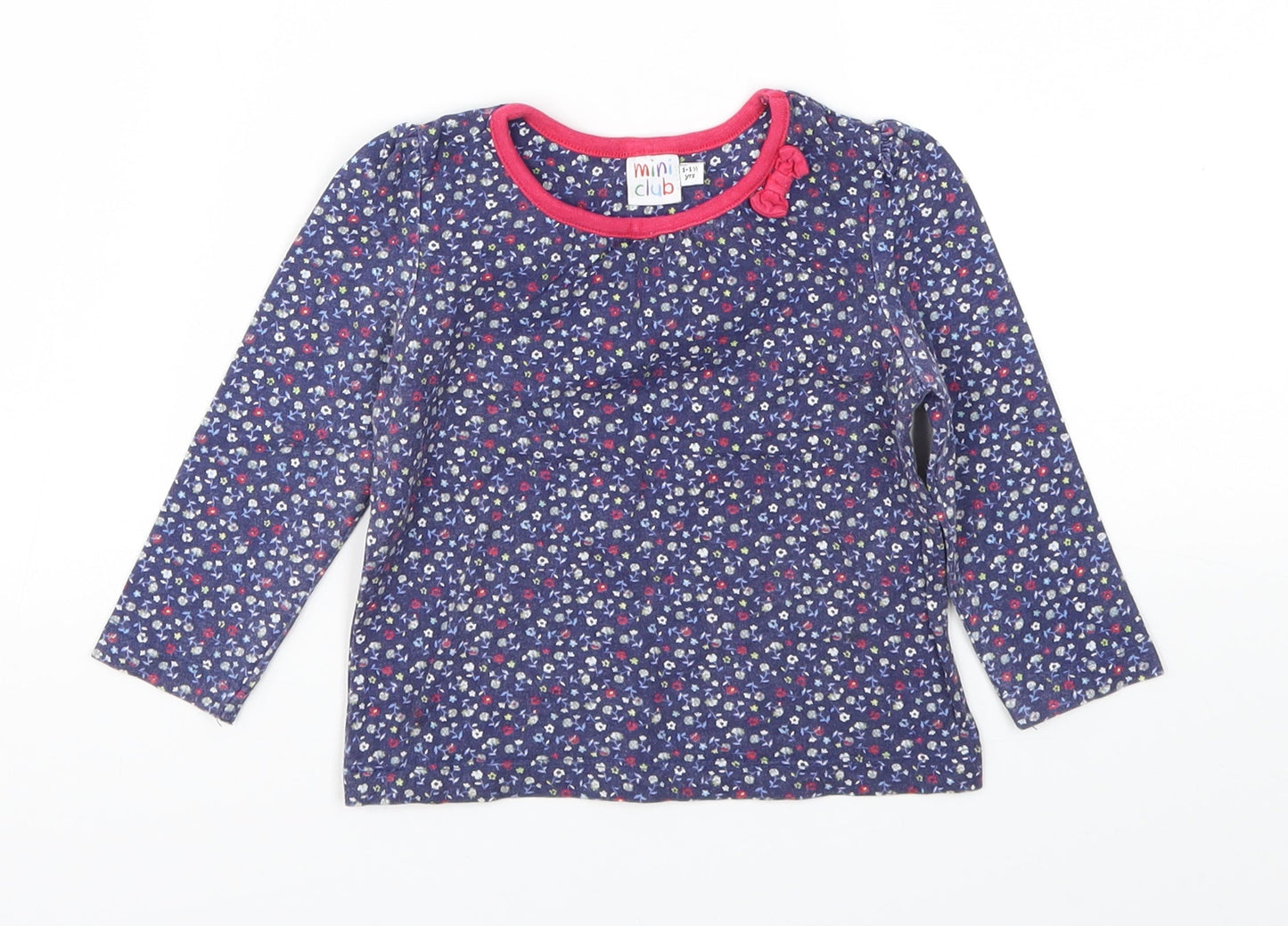 Mini Club Girls Blue Floral  Basic T-Shirt Size 12-18 Months
