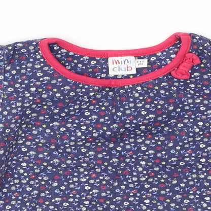 Mini Club Girls Blue Floral  Basic T-Shirt Size 12-18 Months