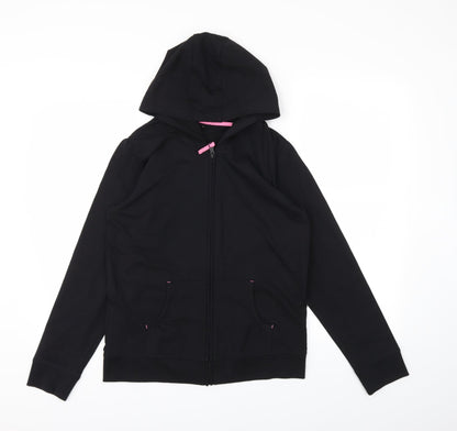 Preworn Girls Black   Full Zip Jumper Size 13-14 Years