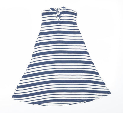 F&F Girls Blue Striped  Fit & Flare  Size 8-9 Years