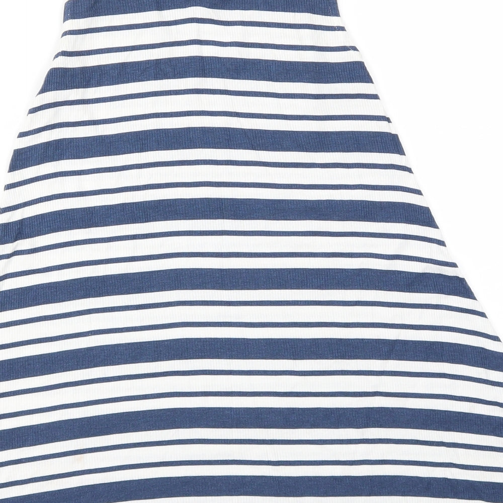 F&F Girls Blue Striped  Fit & Flare  Size 8-9 Years