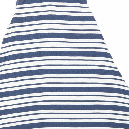 F&F Girls Blue Striped  Fit & Flare  Size 8-9 Years