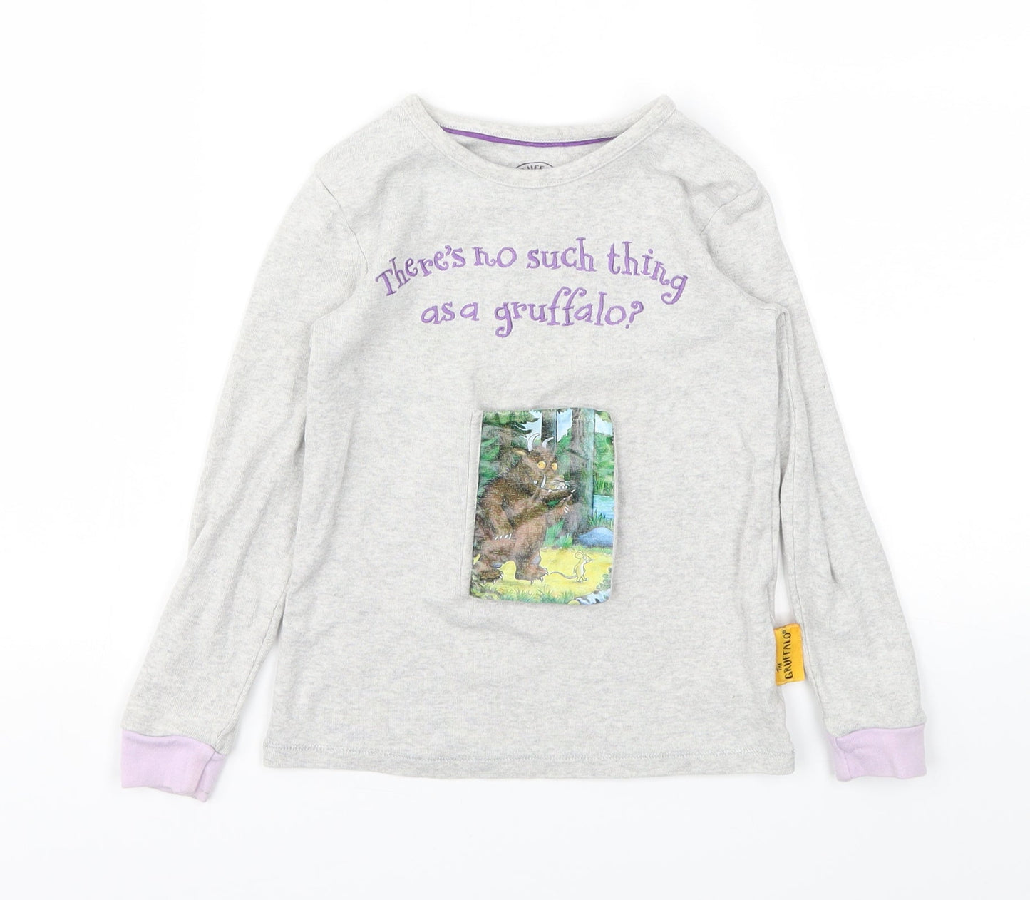 M&S Girls Grey Animal Print  Basic T-Shirt Size 5-6 Years