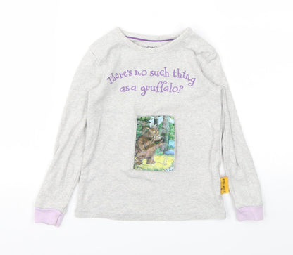 M&S Girls Grey Animal Print  Basic T-Shirt Size 5-6 Years