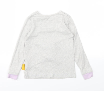 M&S Girls Grey Animal Print  Basic T-Shirt Size 5-6 Years