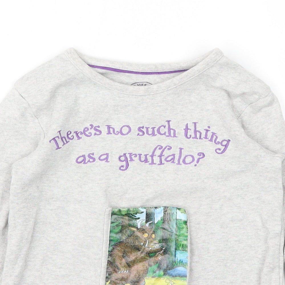 M&S Girls Grey Animal Print  Basic T-Shirt Size 5-6 Years