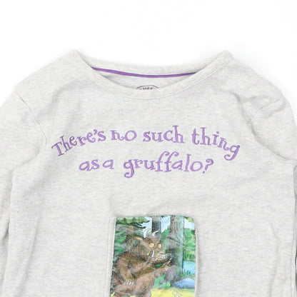 M&S Girls Grey Animal Print  Basic T-Shirt Size 5-6 Years