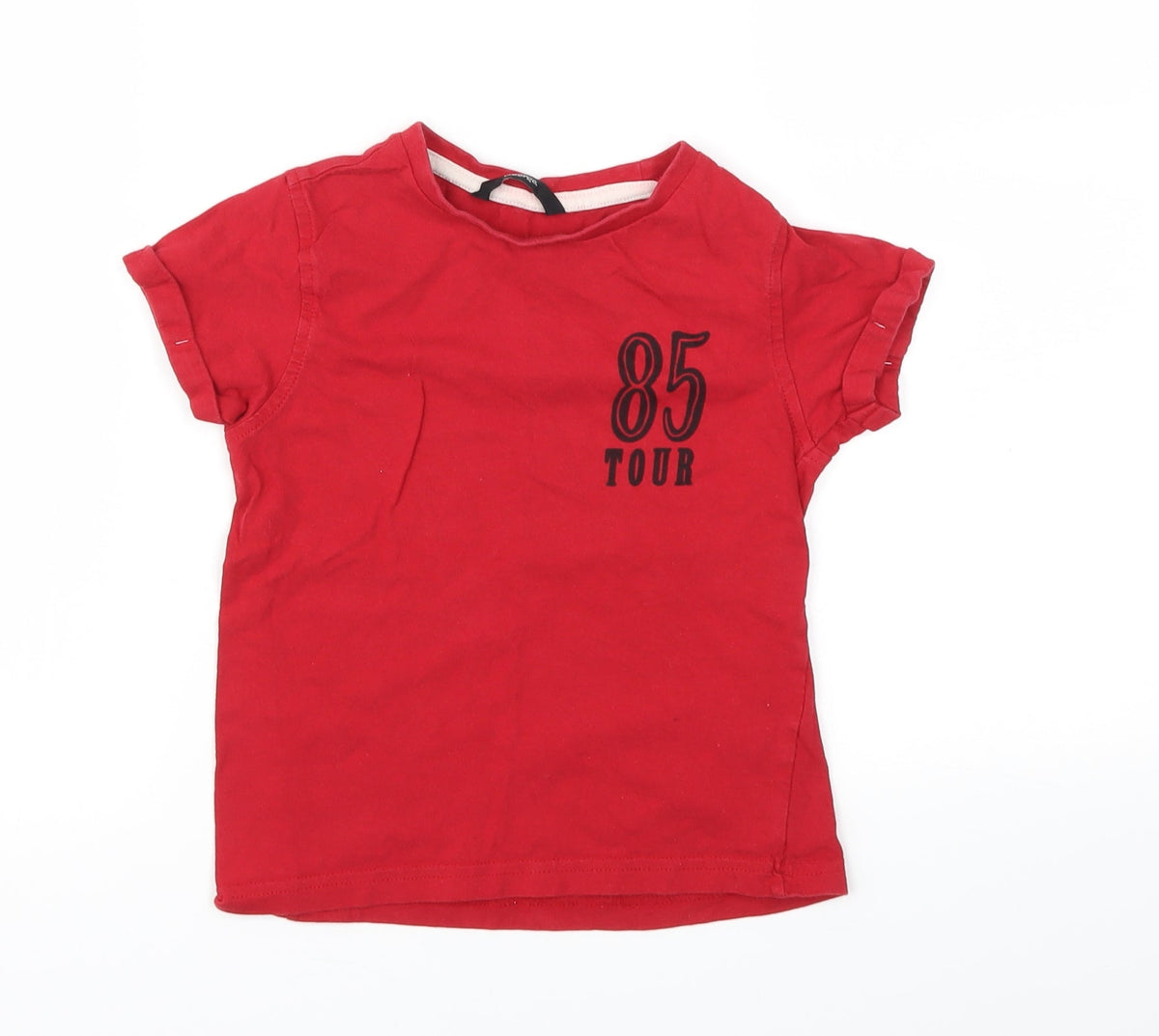 Front view of George boys’ red basic t-shirt, size 5-6, years