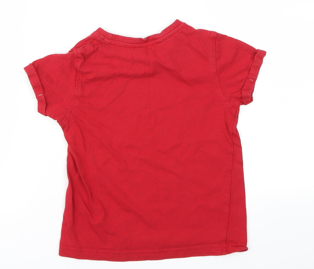 Back view of George boys’ red basic t-shirt, size 5-6, years