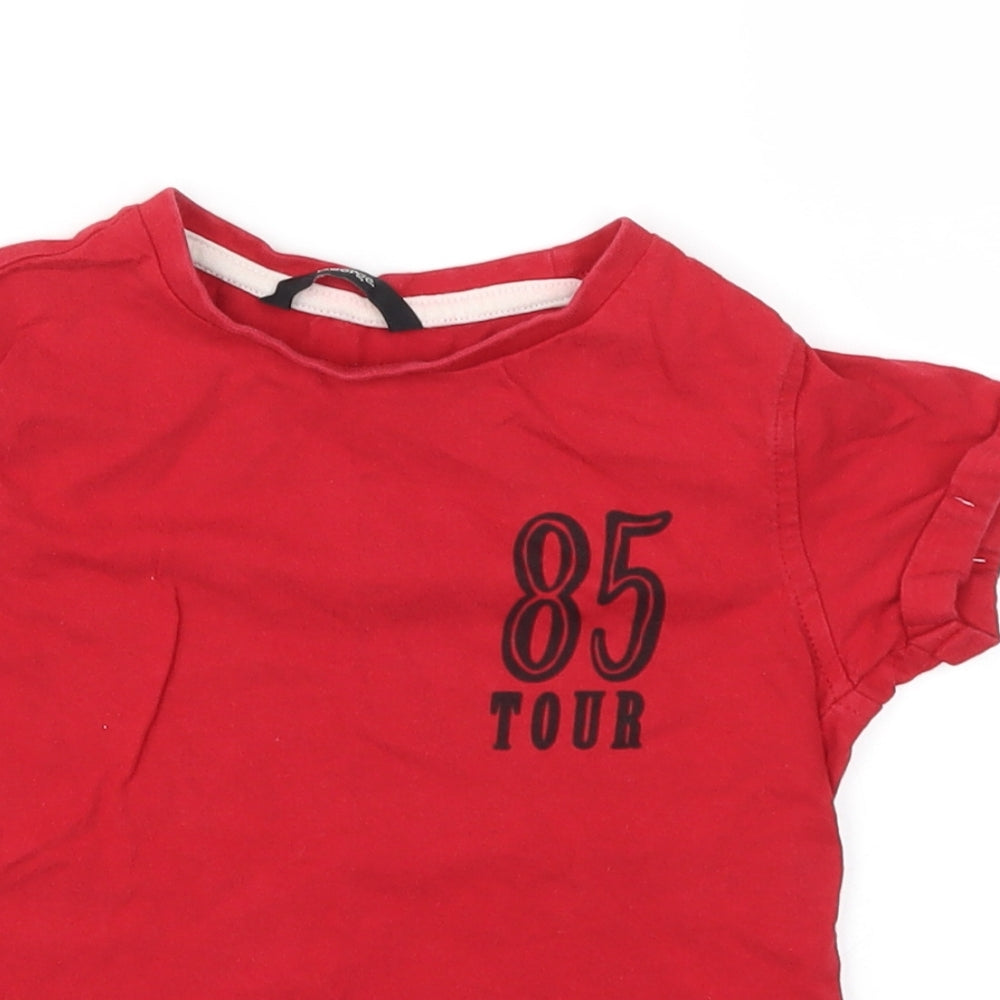 Close-up detail of George boys’ red basic t-shirt, size 5-6, years